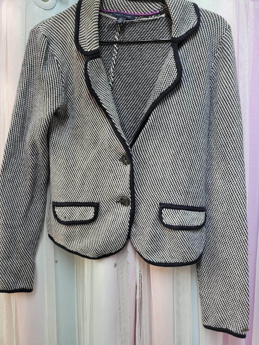 Textured Black & White Women's Blazer Jacket #113